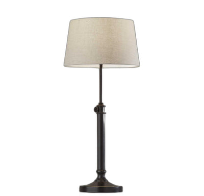 Set Of 2 Black Metal Adjustable Height Table Lamp 