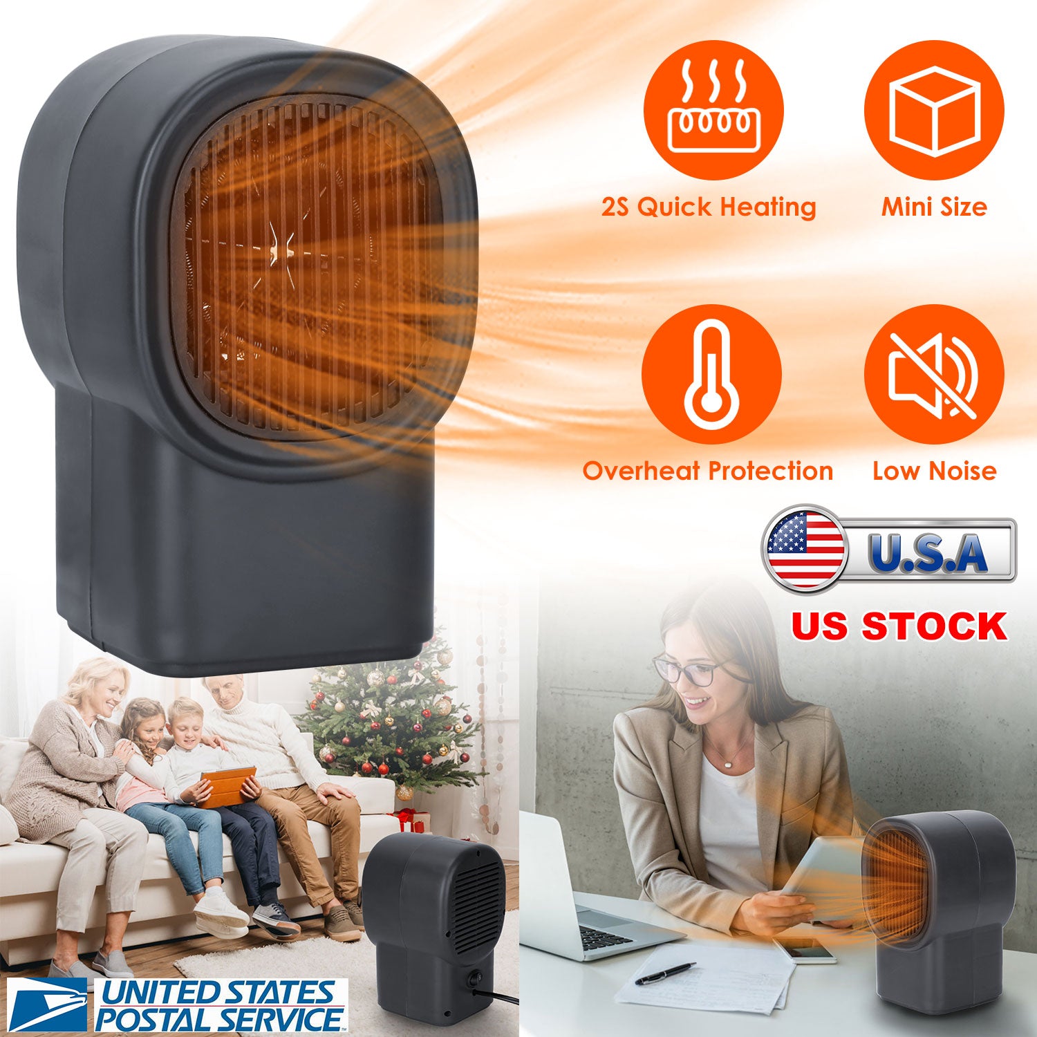 500W Portable Electric Space Heater Mini Desktop Fan Heater Personal Small Space Heater for Home Office