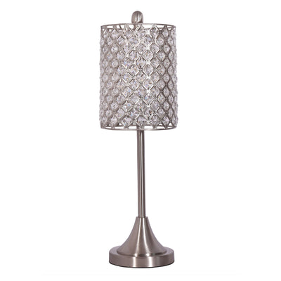 Set Of 2 Metal Table Lamps With Crystal Bead Shade 