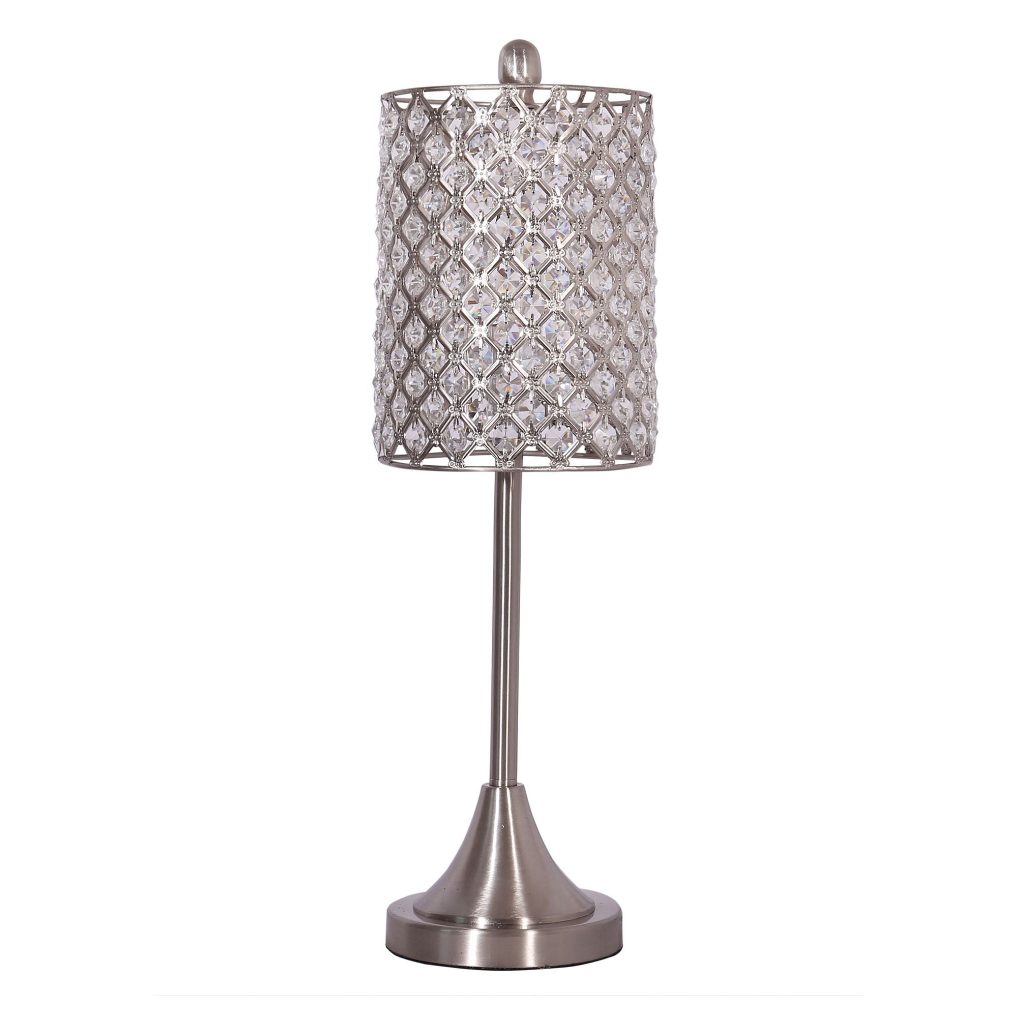 Set Of 2 Metal Table Lamps With Crystal Bead Shade