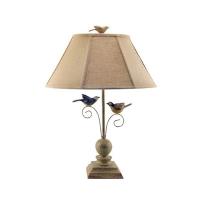 Cheerful Taupe Base Table Lamp With 3D Colorful Birds 
