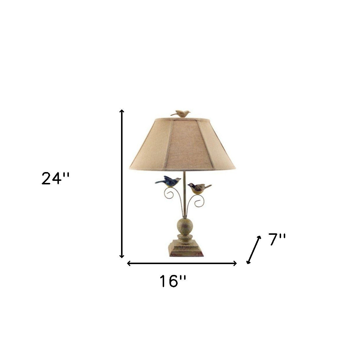 Cheerful Taupe Base Table Lamp With 3D Colorful Birds