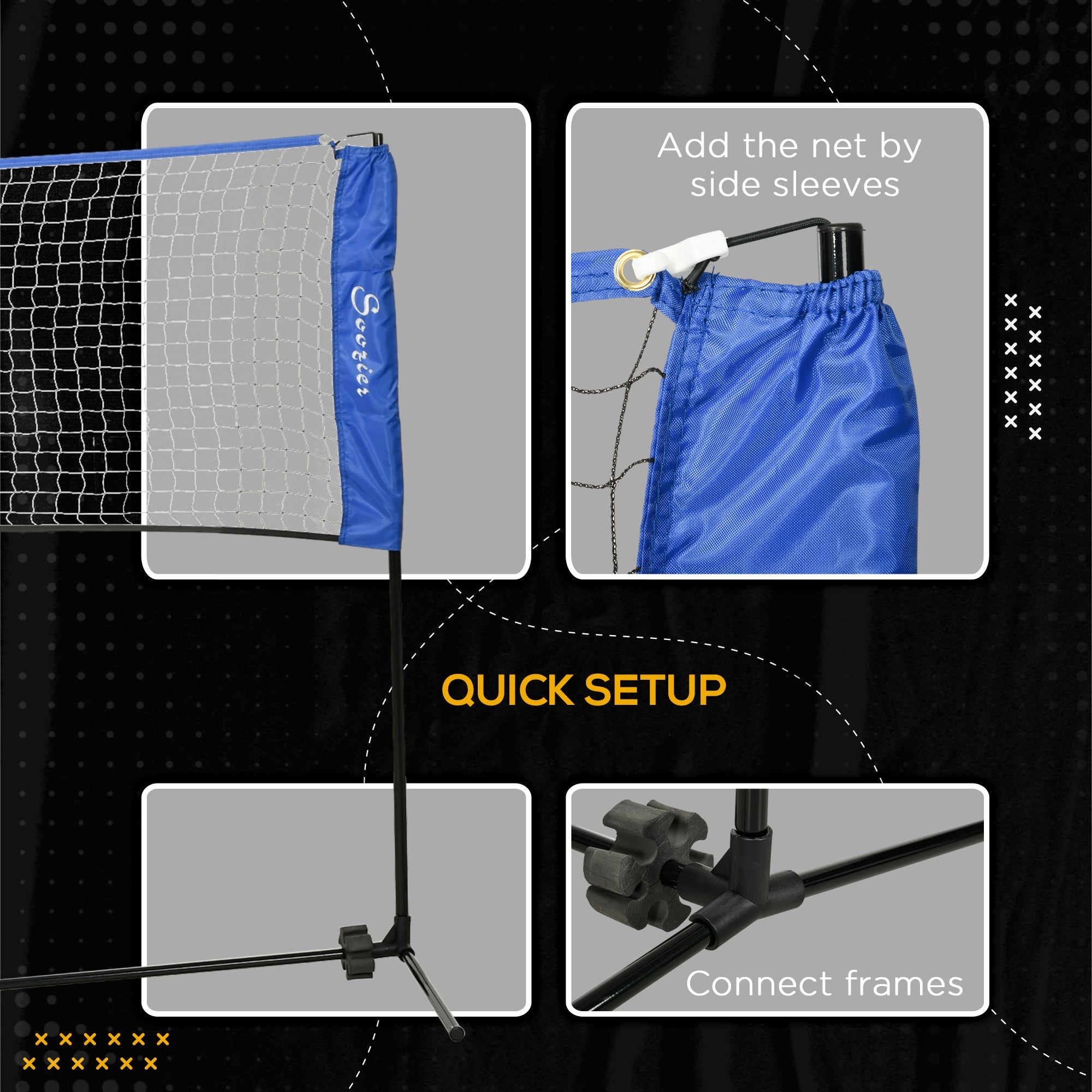 Soozier 14ft Badminton Net, Height Adjustable Outdoor Sports Net with Carry Bag, for Tennis, Pickleball and Volleyball 