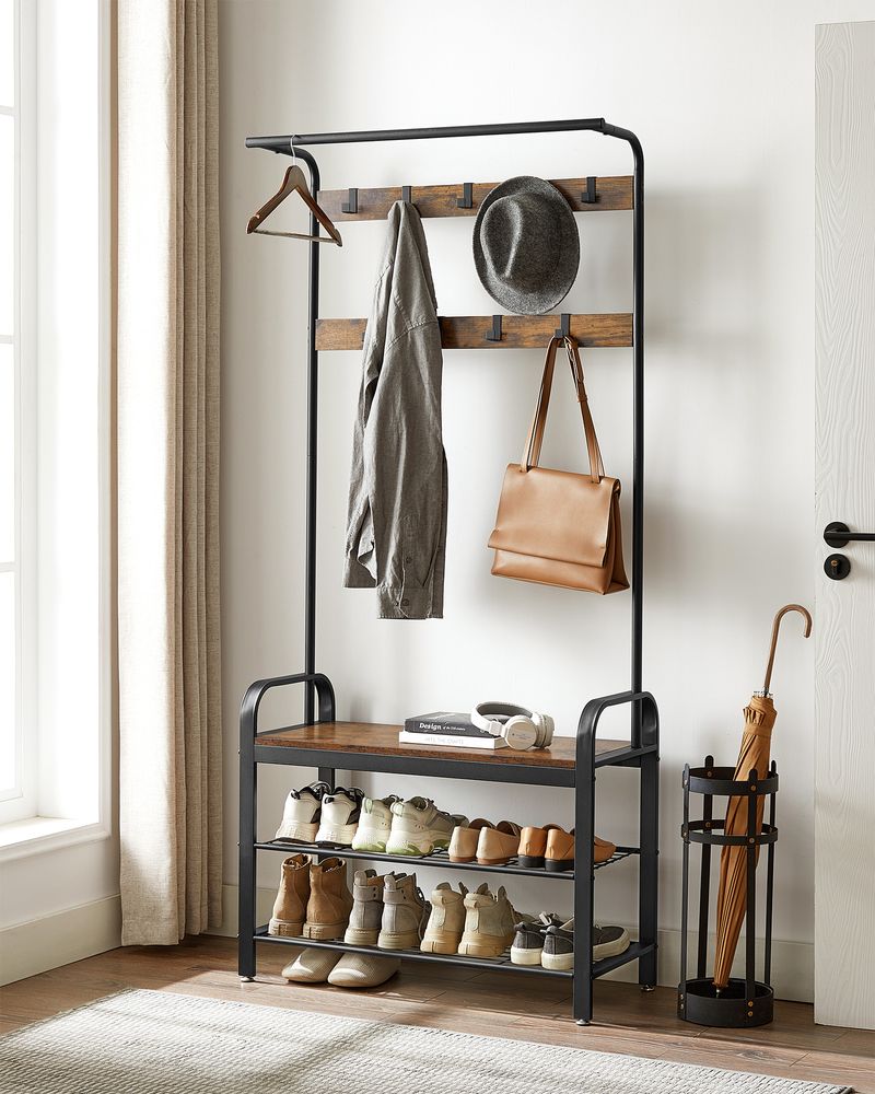 VASAGLE Coat Rack with Shoe Bench for Entryway 