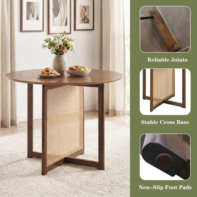 37.5 Inch Round Dining Table with Cross Pedestal Base-Walnut