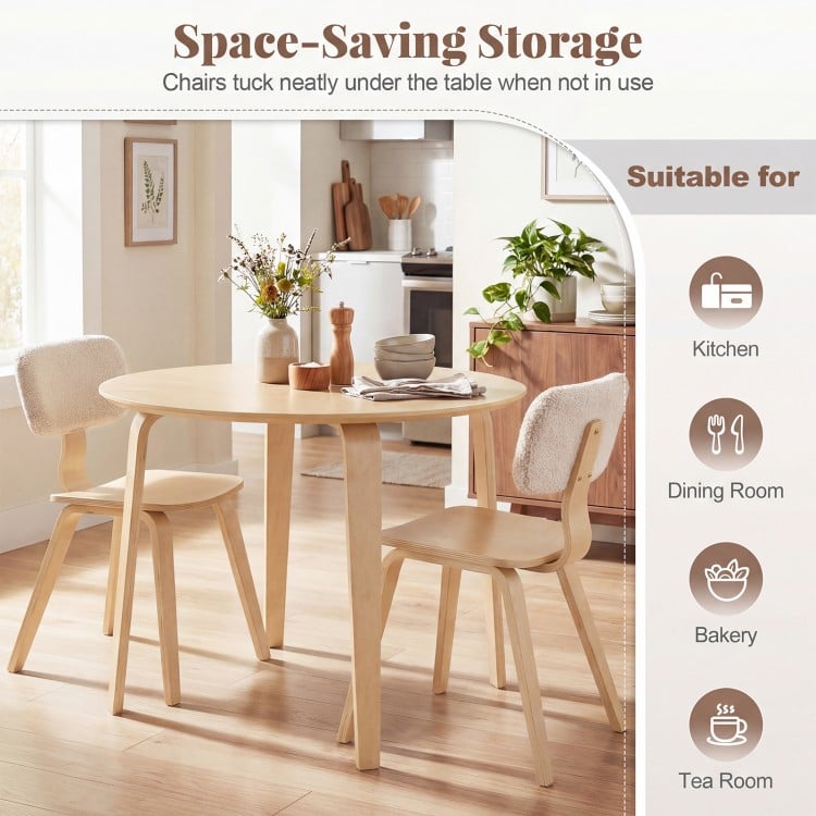 37.5" Round Dining Table with Rubber Wood Legs for Small Space-Natural
