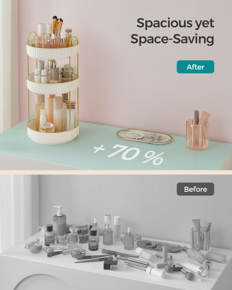 SONGMICS Round Rotating Skincare Organizer Countertop 