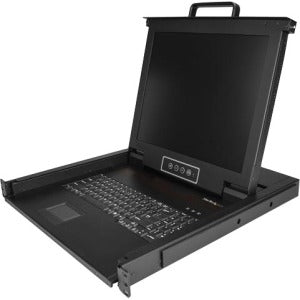 Rackmount KVM Console - 1U 17" LCD Monitor Single Port VGA KVM Server Rack Drawer includes Cables & Hardware - USB Support 