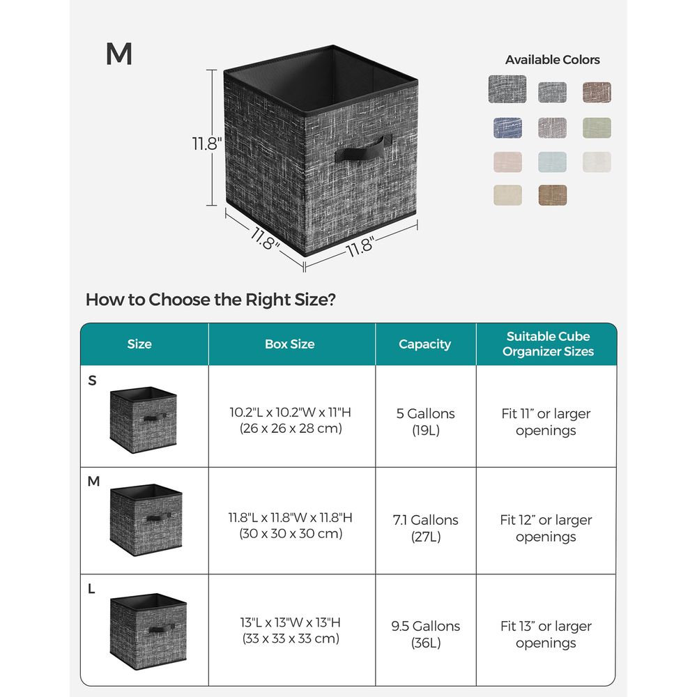 SONGMICS Non-Woven Fabric Storage Cubes with Double Handles 