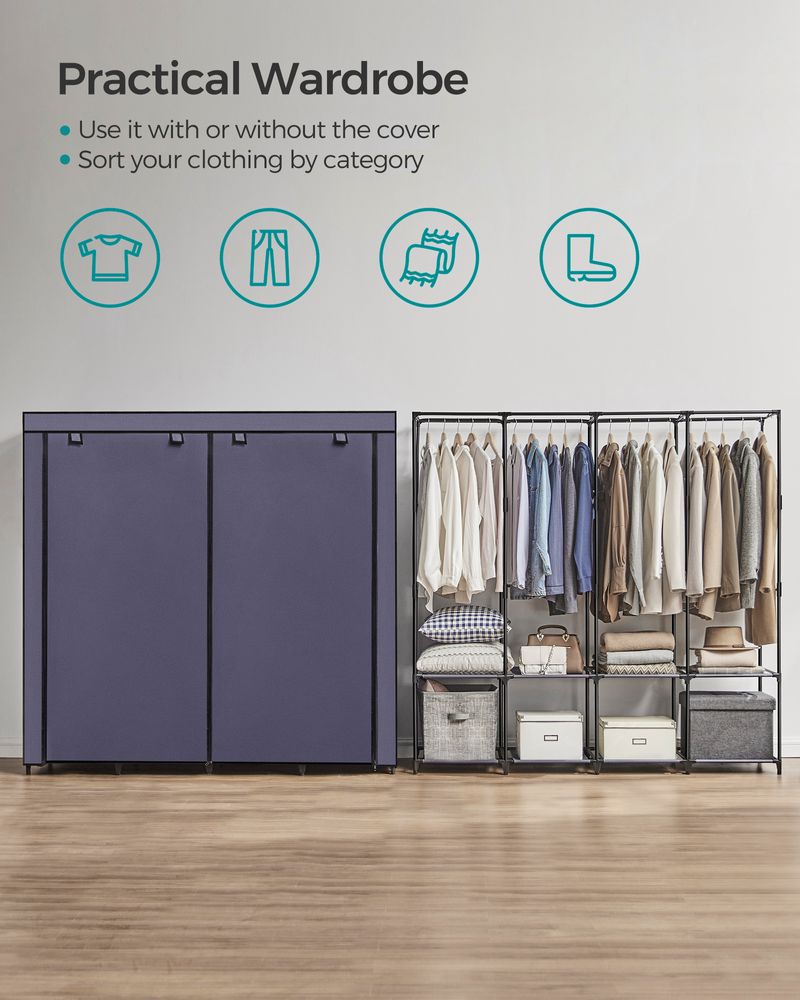 SONGMICS Wardrobe Closet Organizer with Cover 