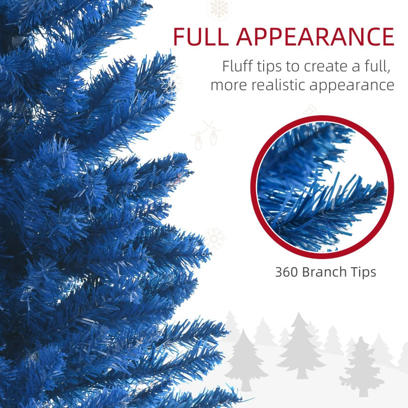 HOMCOM Pencil Christmas Tree, Slim Artificial Xmas Tree in Deep Blue & Mint, Skinny Holiday Decoration for Home & Office 