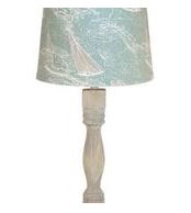 Distressed Washed Wood Finish Table Lamp With Sail Away Printed Shade 