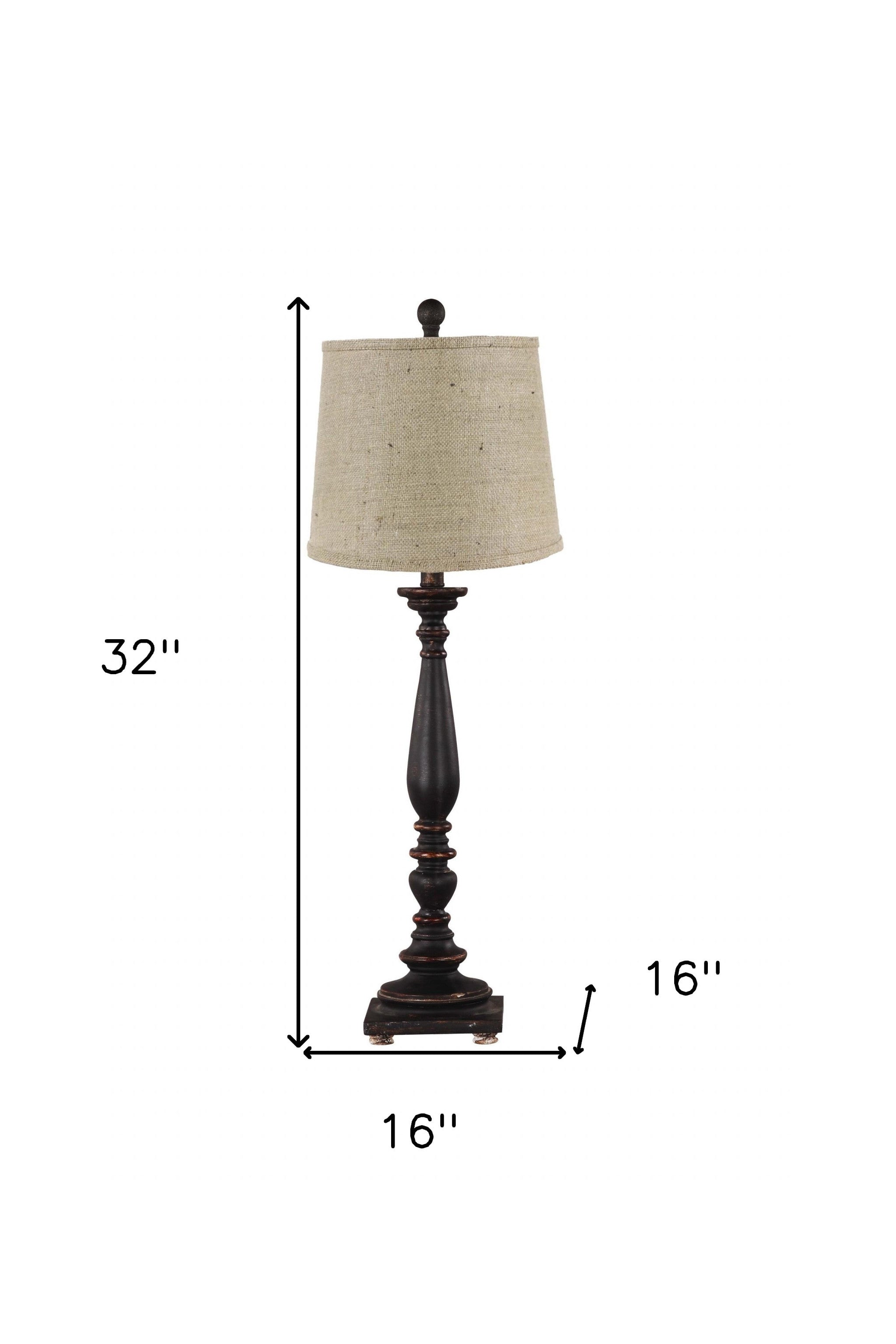 32" Black Table Lamps With Natural Empire Shade