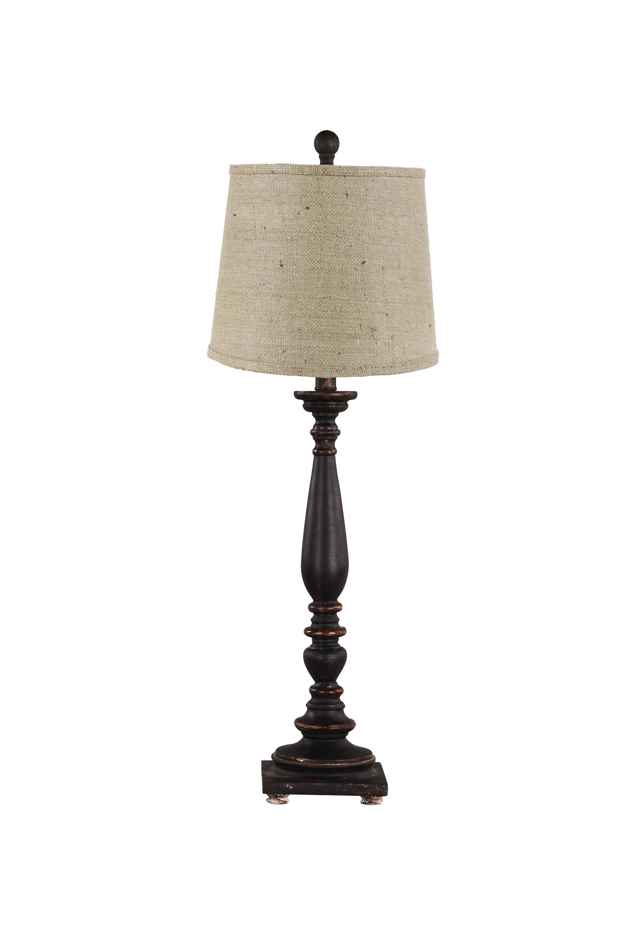 32" Black Table Lamps With Natural Empire Shade