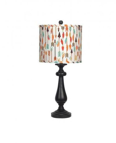 Black Candlestick Multi Color Tribal Arrows Shade Table Lamp 