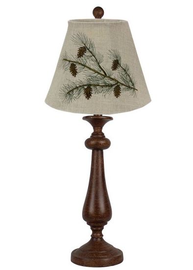 Brown Candlestick Forest Pinecone Tree Shade Table Lamp 