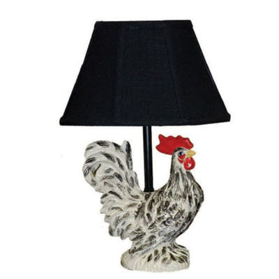 13" Rustic Farmhouse Rooster Accent Lamp With Black Shade 