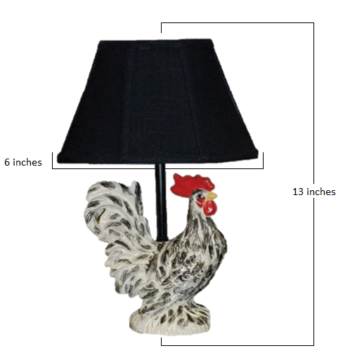 13" Rustic Farmhouse Rooster Accent Lamp With Black Shade