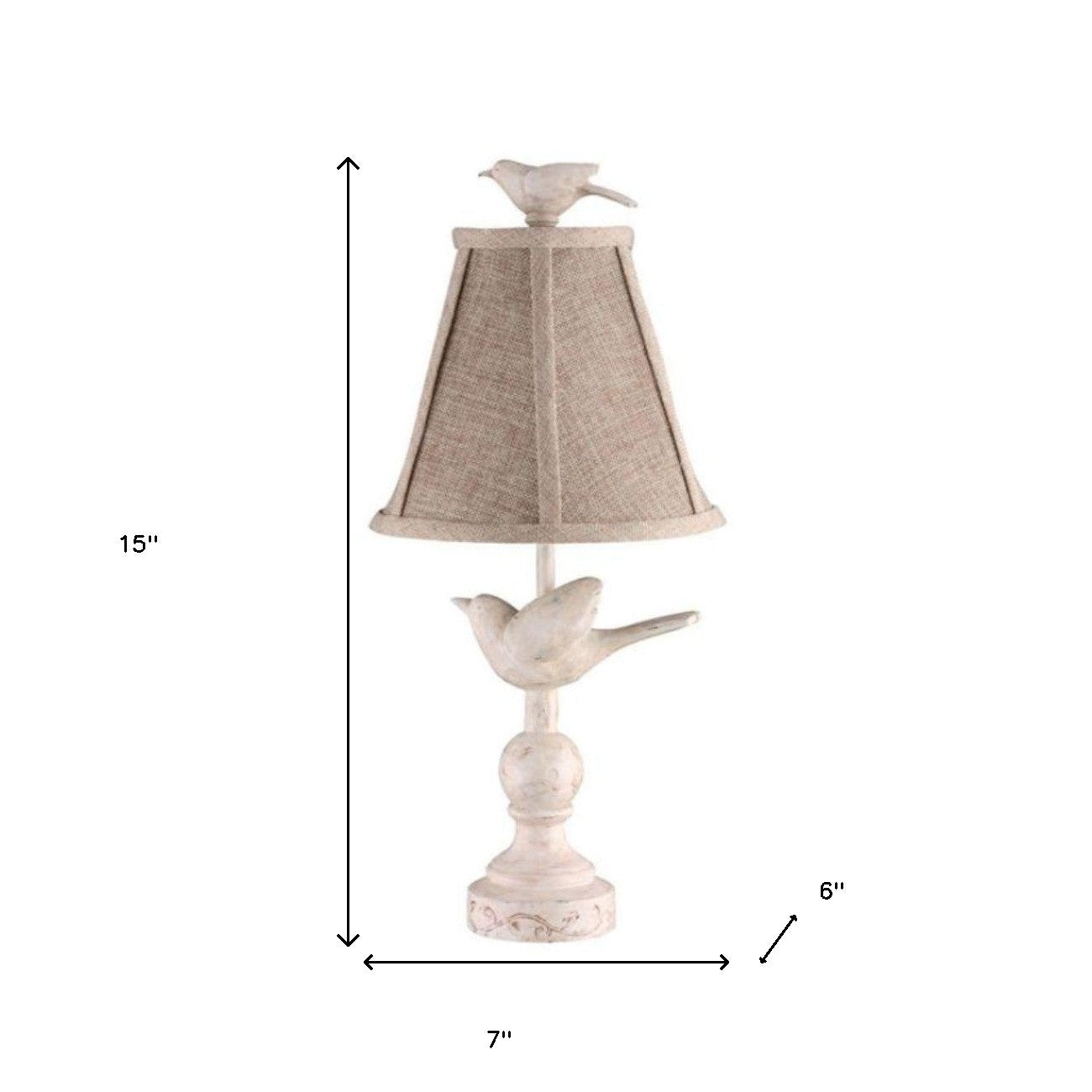 15" Neutral And Blue-Green Standard Table Lamp With Tan Shade