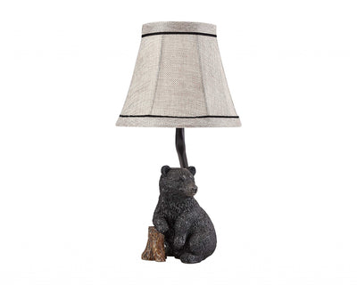 12" Black Animals Table Lamp With Tan Bell Shade 