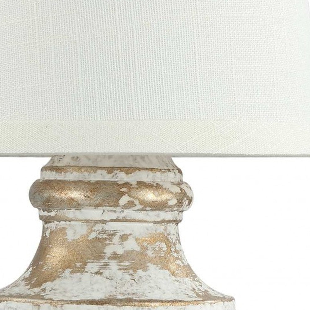 12" Gold and White Table Lamp With White Empire Shade