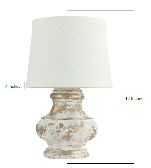 12" Gold and White Table Lamp With White Empire Shade