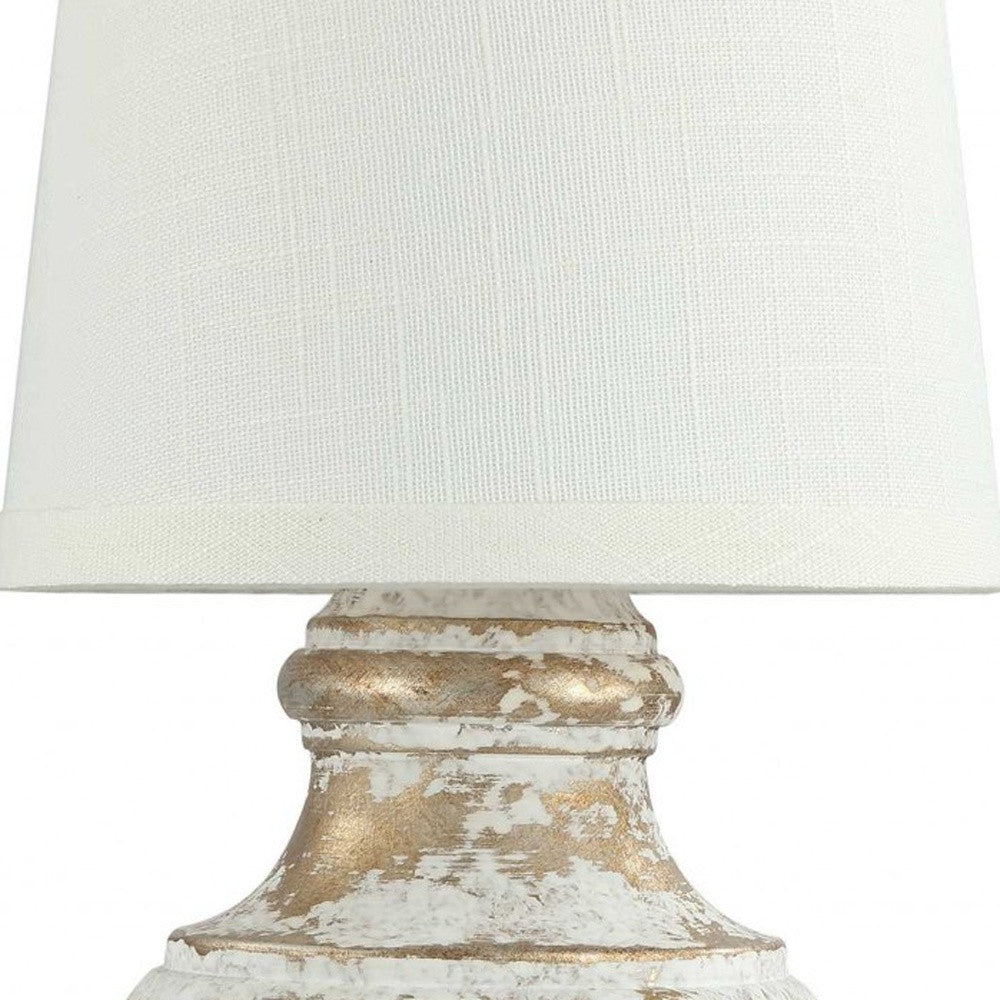 12" Gold and White Table Lamp With White Empire Shade