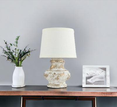 12" Gold and White Table Lamp With White Empire Shade 