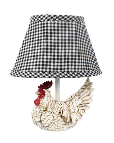 White Rooster Accent Lamp With Black And White Shade 