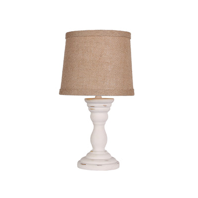 Distressed White Turned Base Accent Lamp 