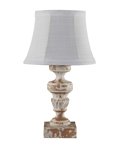 14" White Table Lamp With White Bell Shade 