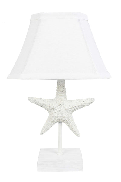 13" White Starfish Accent Lamp With White Bell Shade 