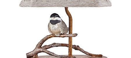 Songbird On A Branch Accent Lamp With Tailored Shade 