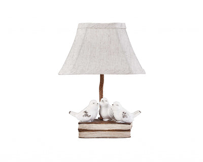 Three Feathered Friends Atop A Stack Of Books Accent Lamp 