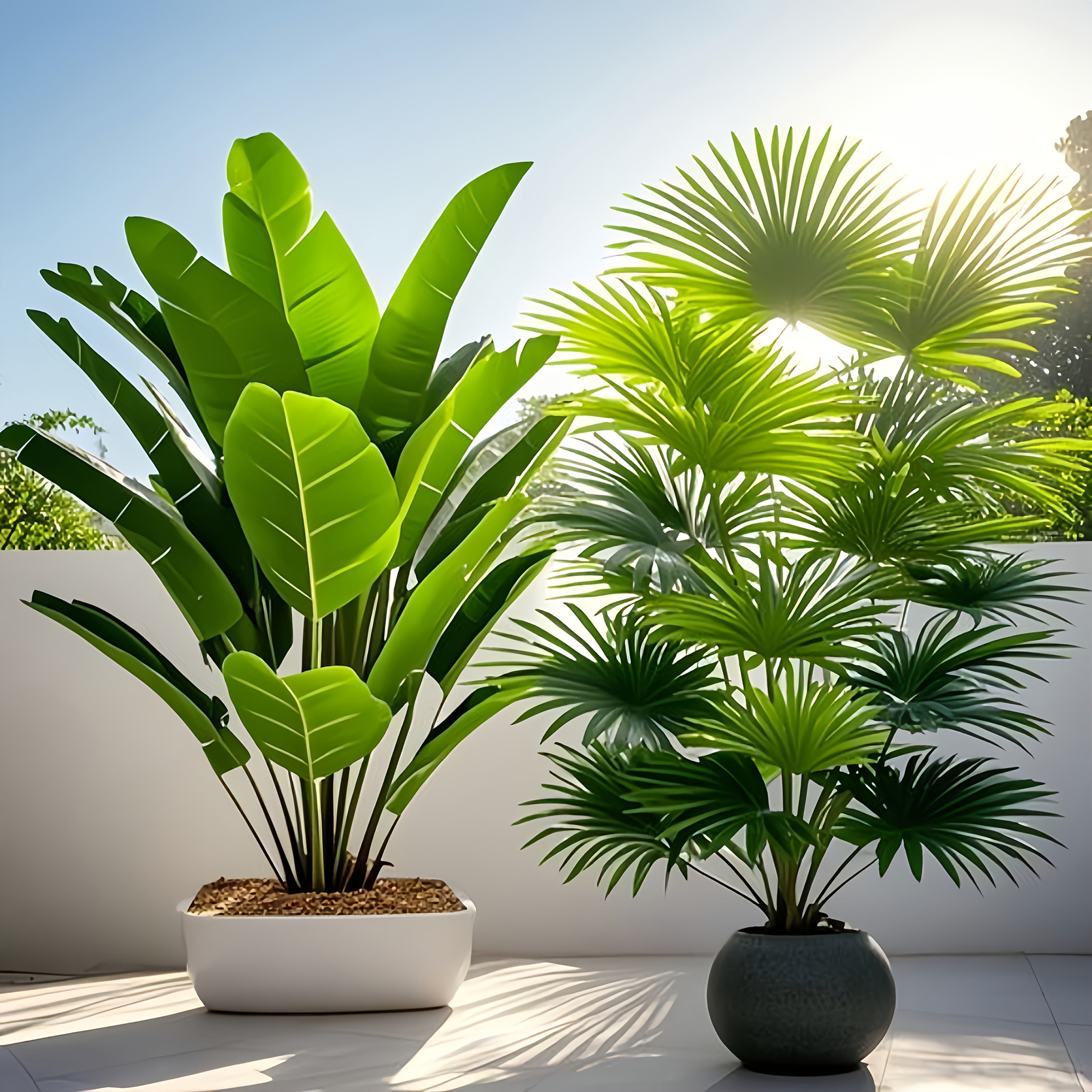 2pcs set of large artificial palm trees - UV resistant, suitable for indoor and outdoor decoration, home, hotel, garden, office, wedding and vacation scenes, floor placement, multifunctional room decoration, green leaf archit 