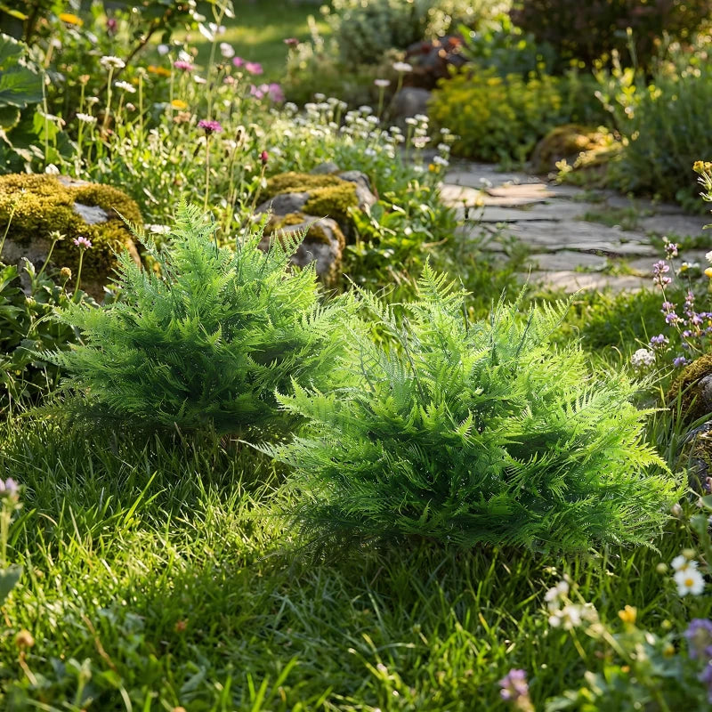 Artificial Boston Ferns UV-Resistant Fake Plants for Indoor Outdoor Decor Set of 2