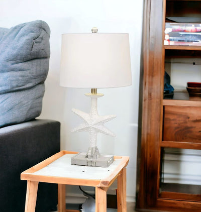 Set Of 2 White Coastal Starfsh Table Lamps 