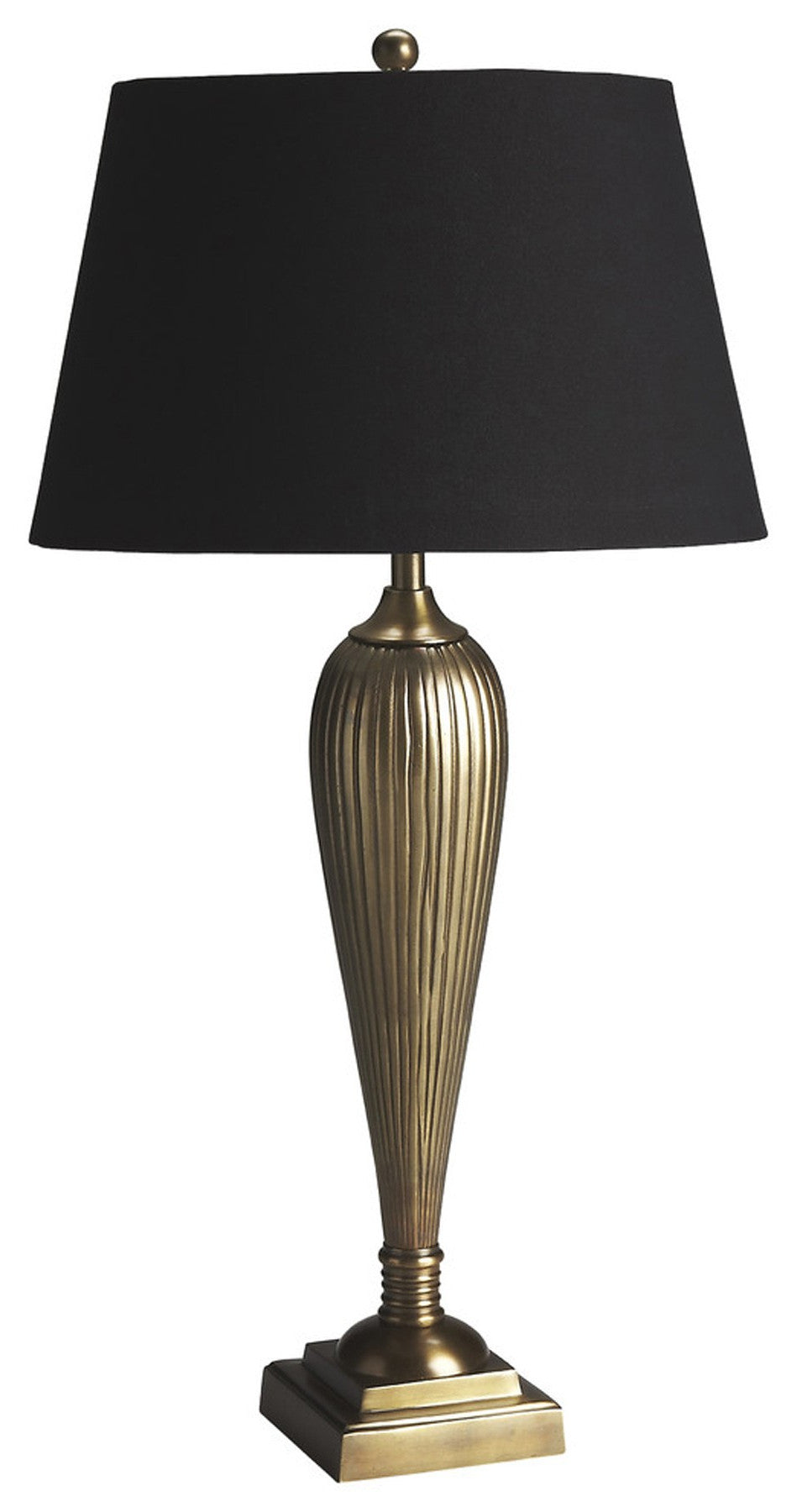 32" Brass Metal Standard Table Lamp With Black Shade