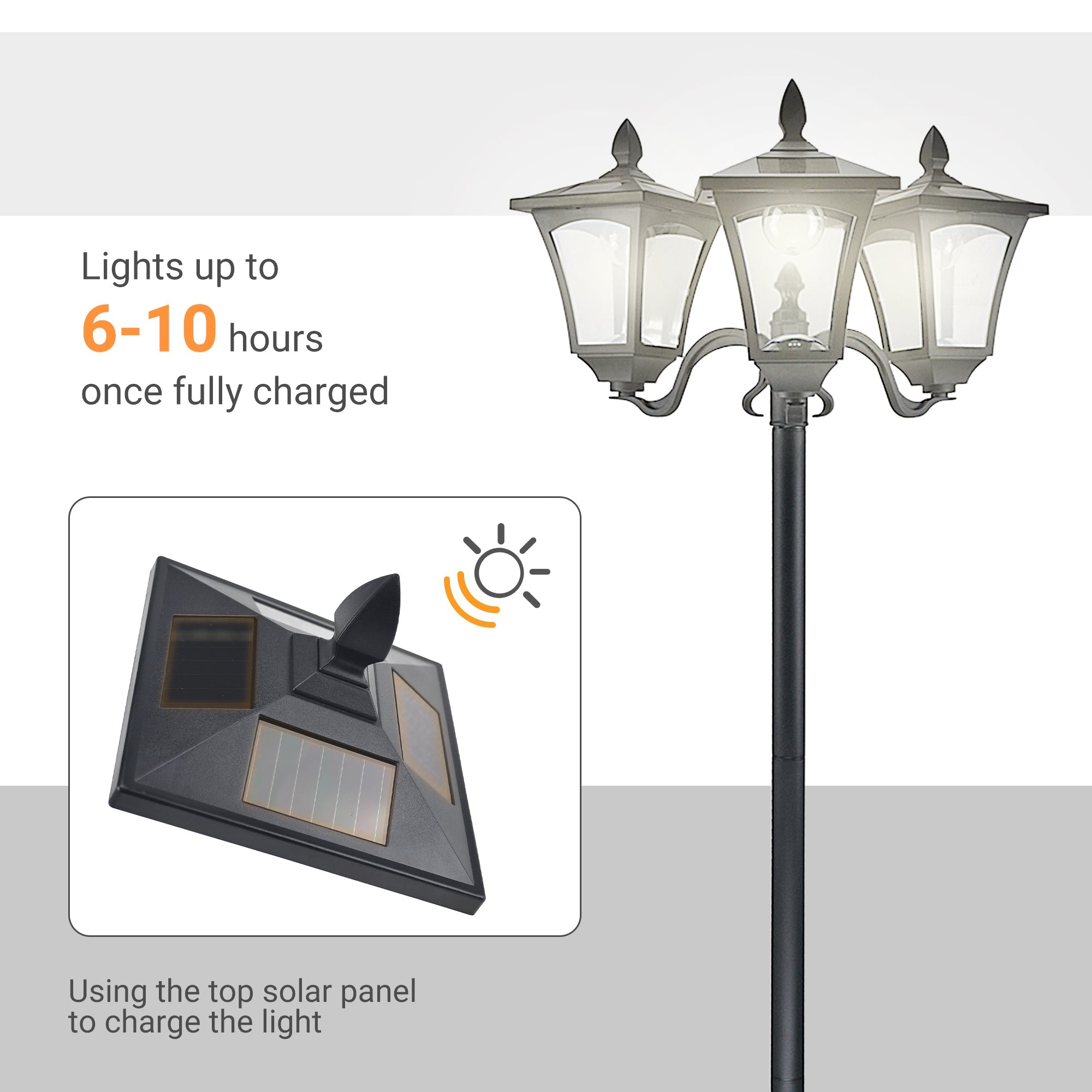 Outsunny Solar LED Garden Light: Outdoor Energy-Efficient Lighting with Sturdy Waterproof Base 