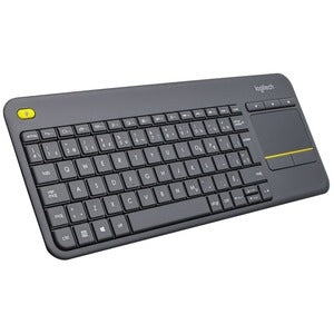 Logitech K400 Plus Wireless Touch TV Keyboard With Easy Media Control and Built-in Touchpad, HTPC Keyboard for PC-connected TV, Windows, Android, Chrome OS, Laptop, Tablet (Dark) (French Layout) 