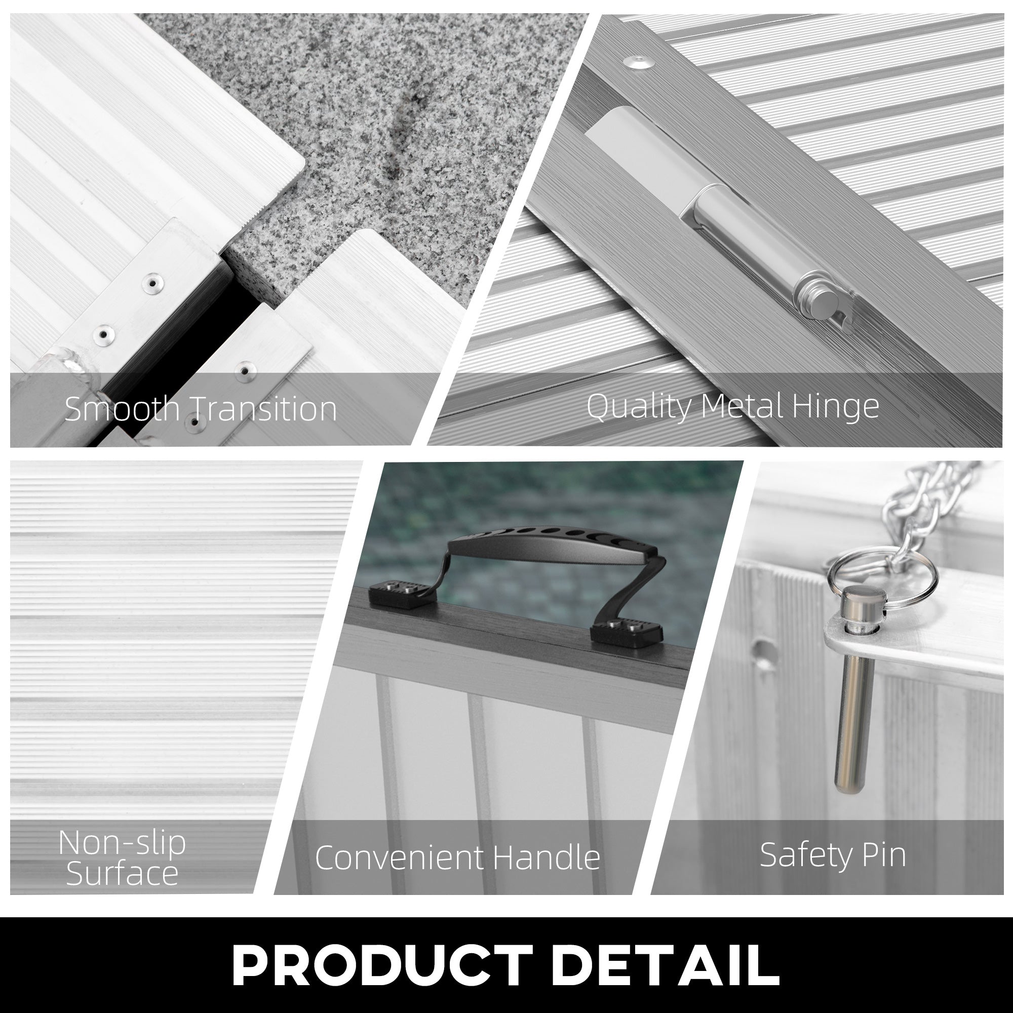 HOMCOM 10' Foldable Handicap Ramp for Home, Steps, Doorways, Aluminum Wheelchair Ramp, Textured Threshold Ramp, Silver 