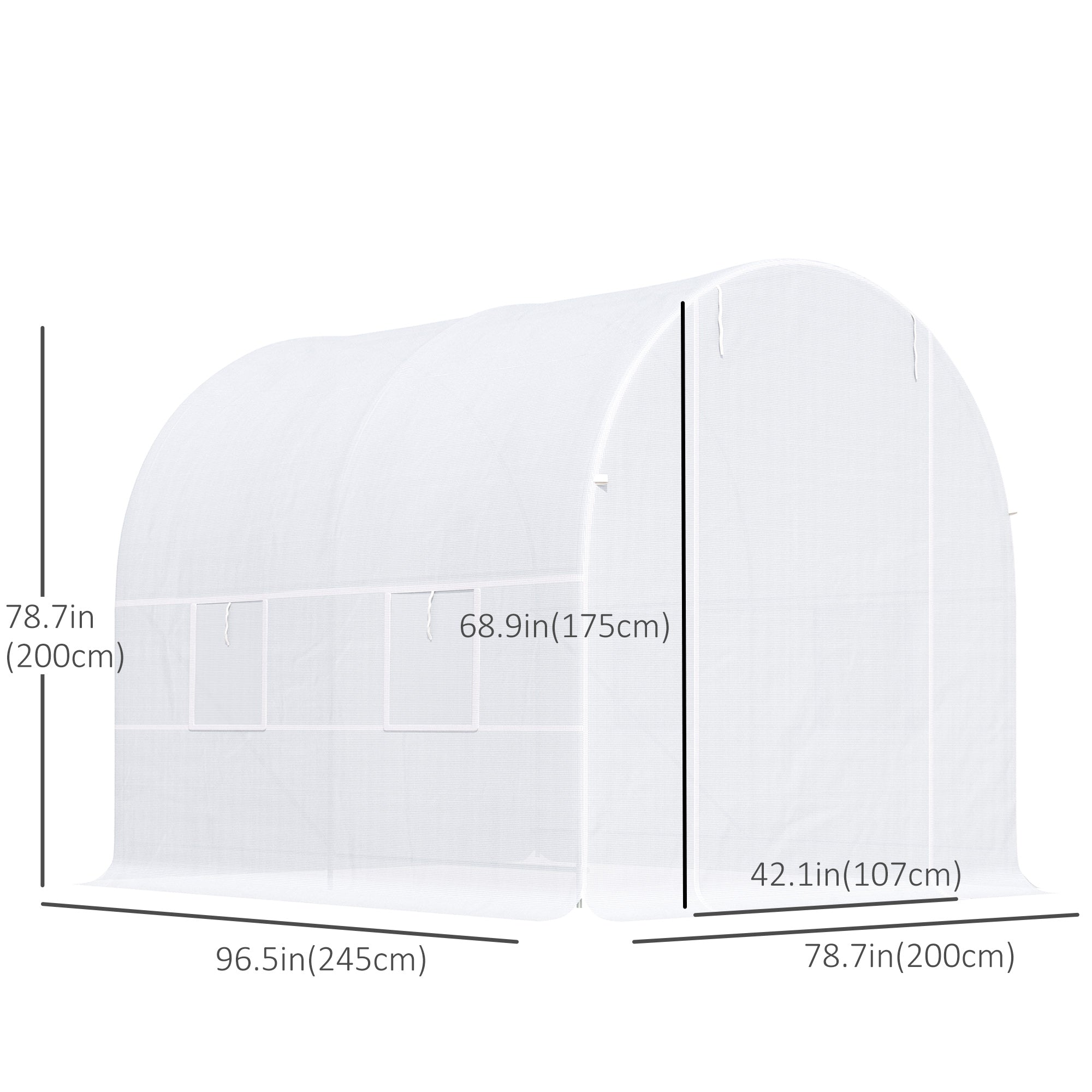 Outsunny Portable Walk-in Grow Tent: 8.2x6.6x6.6ft with Door and Ventilation Window for Garden Plant Growing, White 