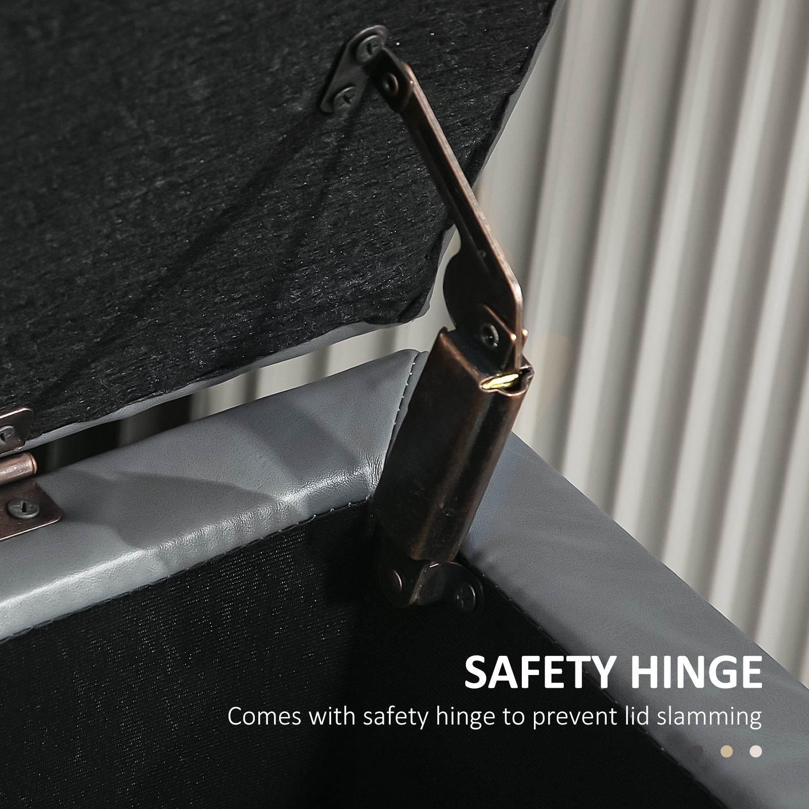 HOMCOM 44" PU Leather Tufted Ottoman Shoe Bench Storage Chest Hallway Grey 