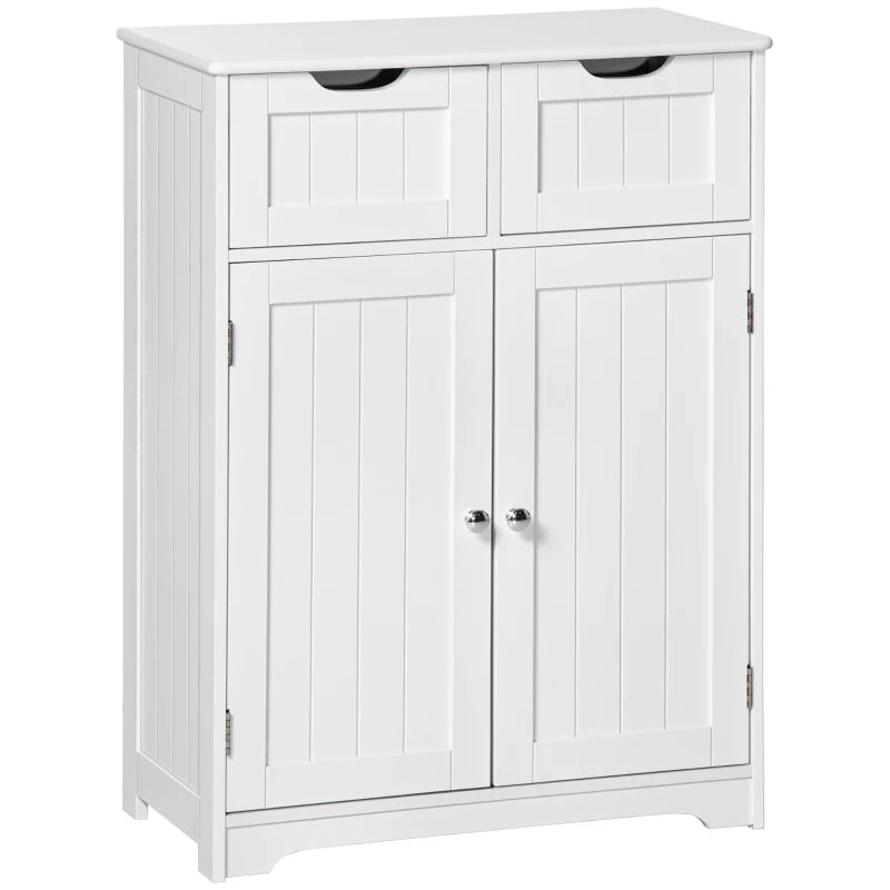 Bathroom Cabinet, Bathroom Storage Cabinet with 2 Drawers, Adjustable Shelf for Living Room, Entryway, White