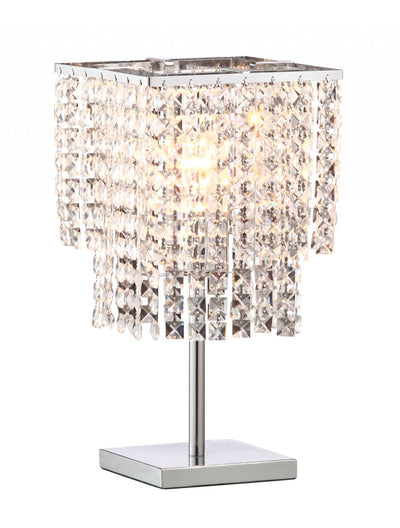 41" White Metal Bedside Table Lamp With Clear Novelty Shade 