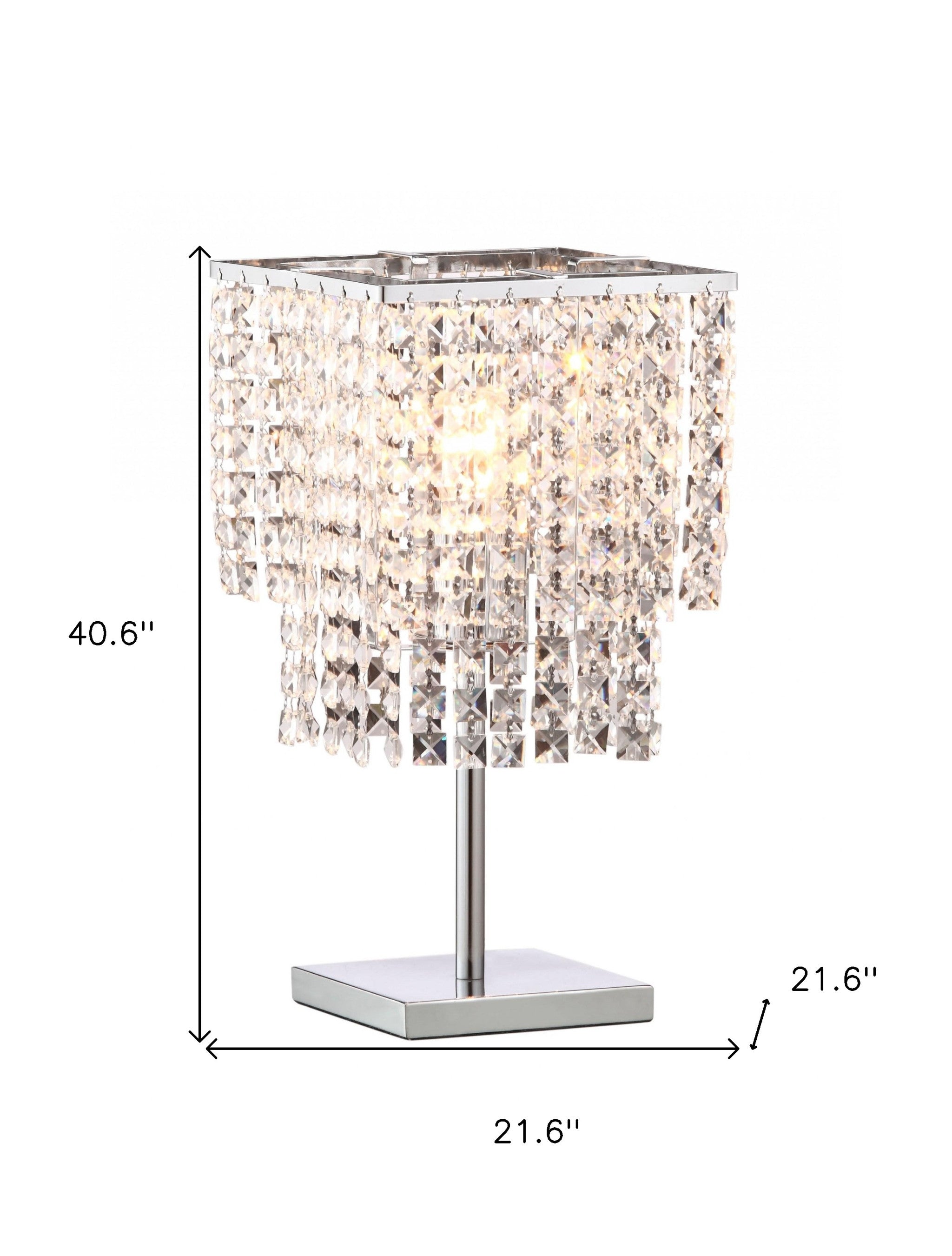 41" White Metal Bedside Table Lamp With Clear Novelty Shade