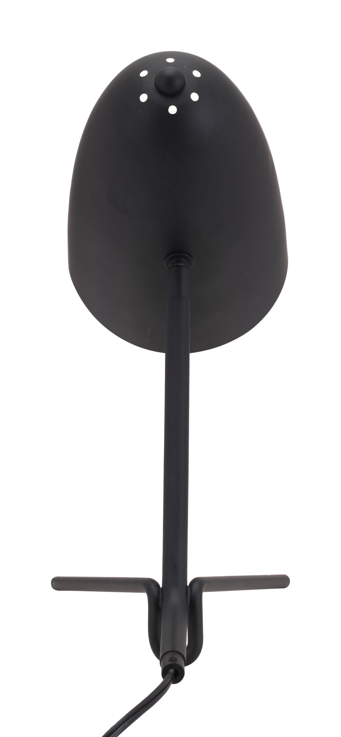 38" Black Metal Bedside Table Lamp With Black Dome Shade