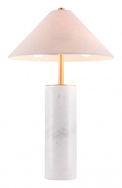55" White Metal Bedside Table Lamp With Beige Empire Shade 
