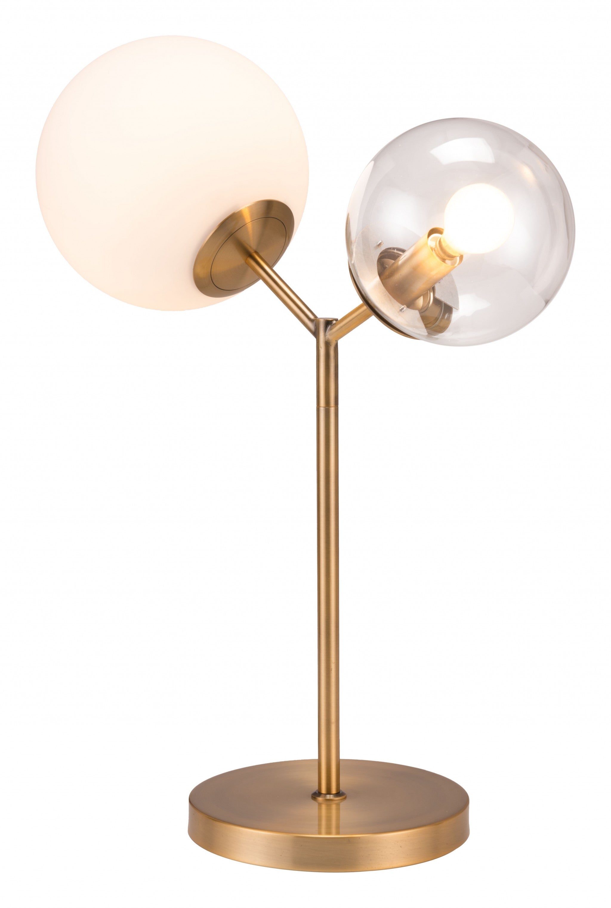 56" Copper Metal Bedside Table Lamp With Clear Globe Shade