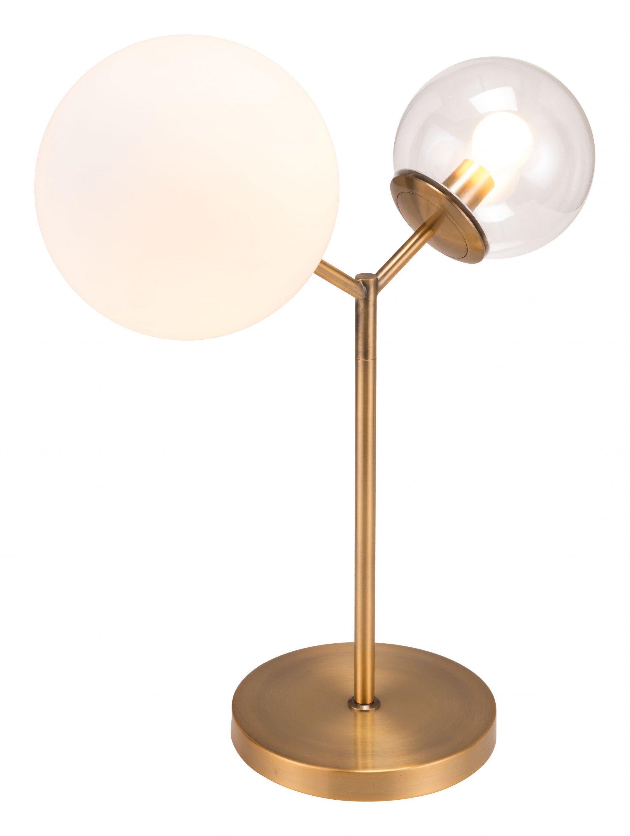 56" Copper Metal Bedside Table Lamp With Clear Globe Shade